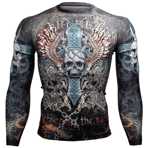 BTOPERFORM SKULL CROSS [FX-306] Compression Base Layer Rash guard