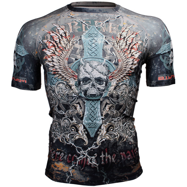 BTOPERFORM SKULL CROSS [FX-306] Compression Base Layer Rash guard