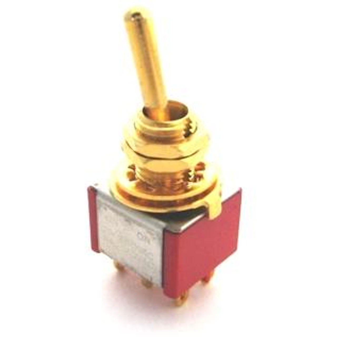 Double Pole ON/ON Bat Handle Mini Switch - Gold