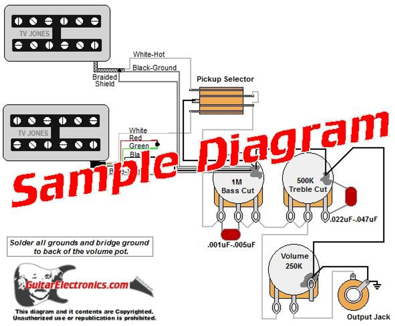 2 Pickup Custom Designed Guitar Wiring Diagrams