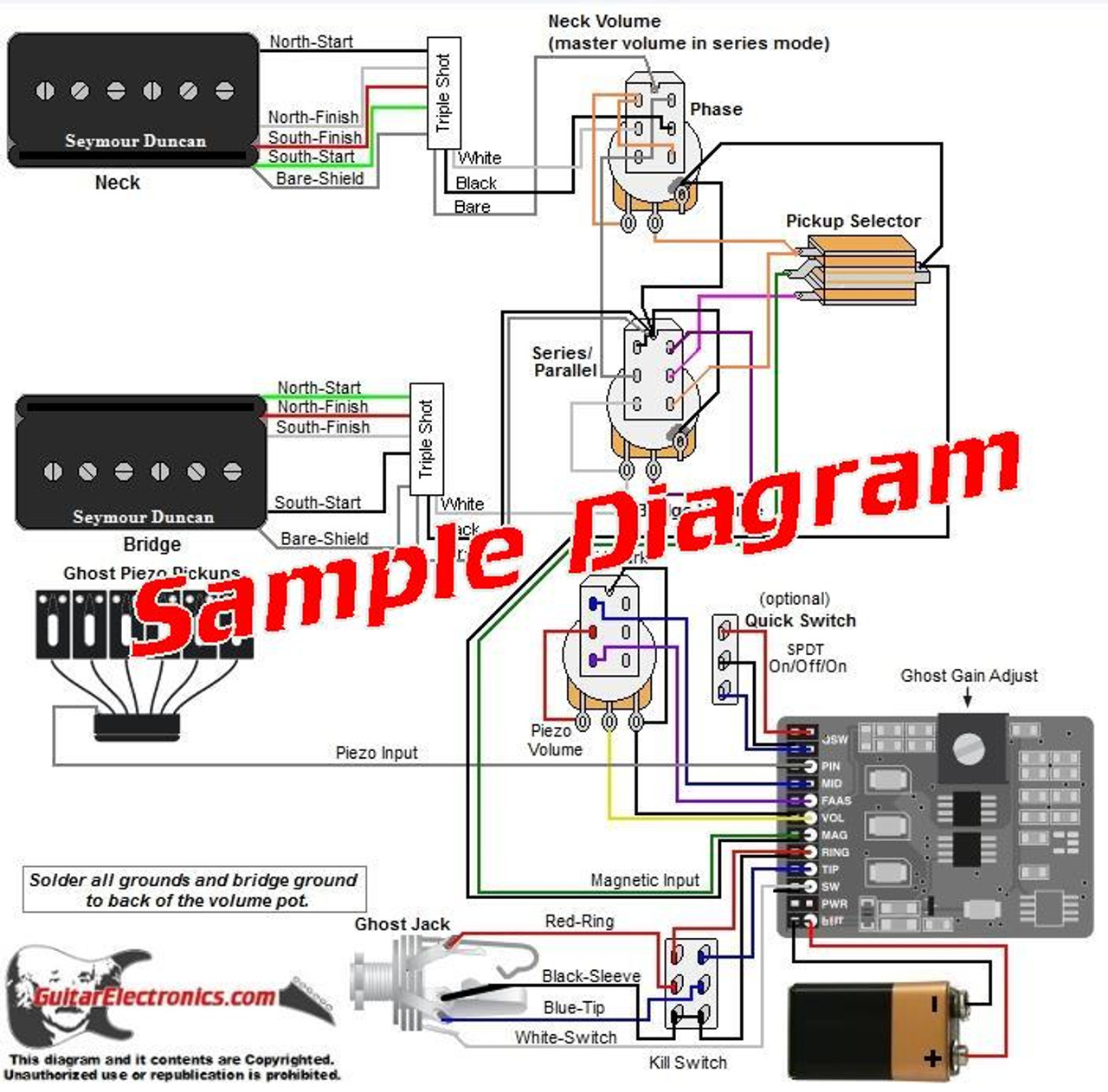 2 Pickup Custom Designed Guitar Wiring Diagrams
