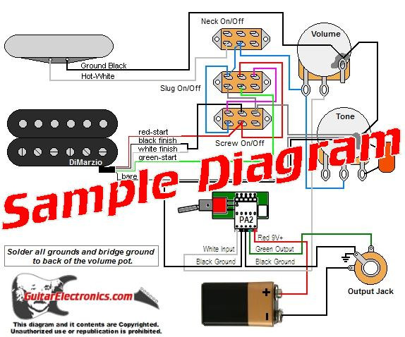 2 Pickup Custom Designed Guitar Wiring Diagrams
