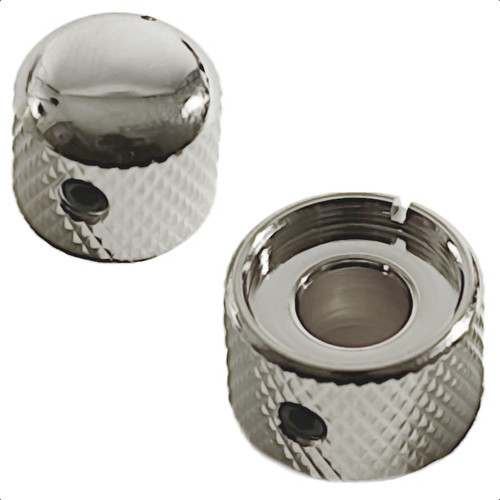 Metric Stacked/Concentric Mini Dome Knob Set for Guitar & Bass-Chrome
