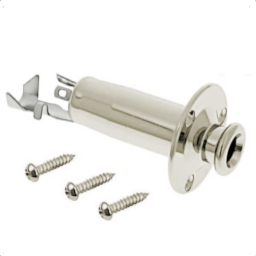 Acoustic Guitar & Bass End Pin Jack w/ 3 Exterior Screw Holes - Chrome