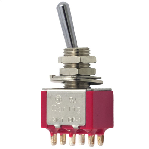 Double Pole ON/ON/ON Bat Handle Mini Switch - Chrome