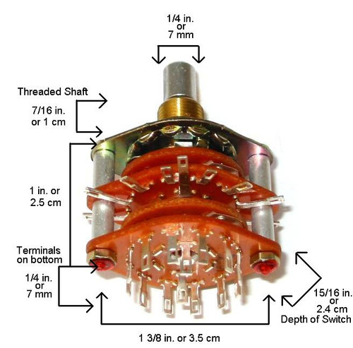 6-Way Rotary Pickup Selector Switch Dimensions