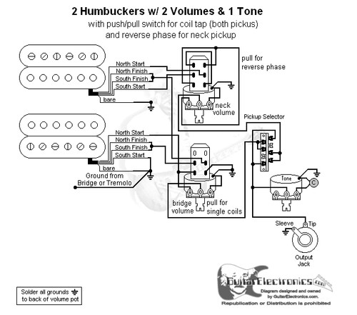 2 HBs/3-Way Lever/2 Vol/1 Tone/Coil Tap & Reverse Phase