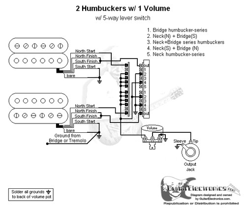 2 Humbuckers/5-Way Lever Switch/1 Volume/05