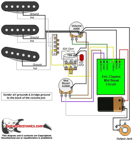 Strat w/ Eric Clapton Mid Boost Circuit & TBX Tone Control
