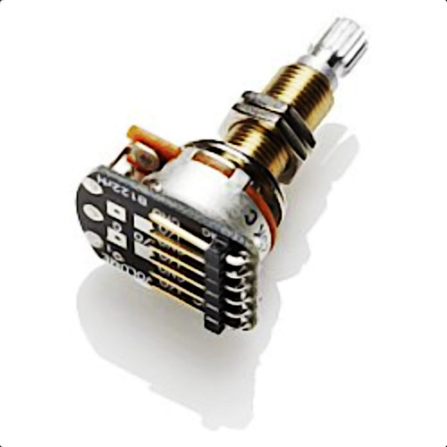 EMG 25K Long Shaft Volume Pot for Active Pickups Side View