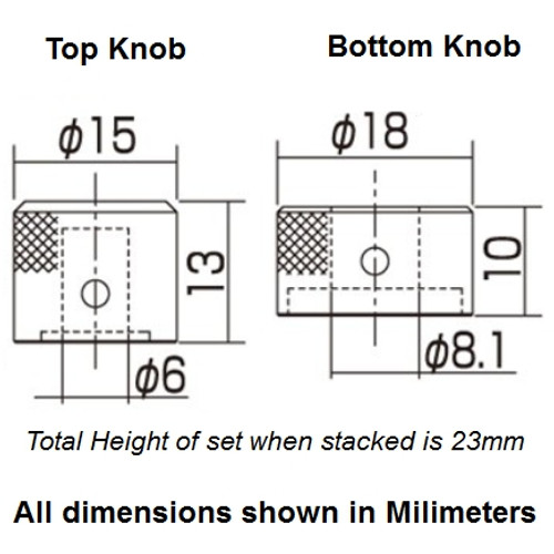 Stacked Metal Flat Top Knob for Guitar & Bass-Dimensions