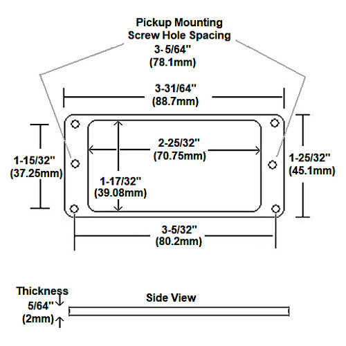 Flat Metal Humbucker Pickup Mounting Ring-Dimensions