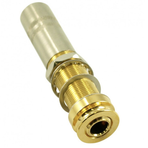 1/4" Acoustic Guitar Stereo End Pin Jack w/ Battery Switch - Gold 