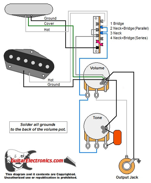 Tele w/ 4-Way Mod Switch Seymour Duncan Humbucker Wiring Guitar Electronics