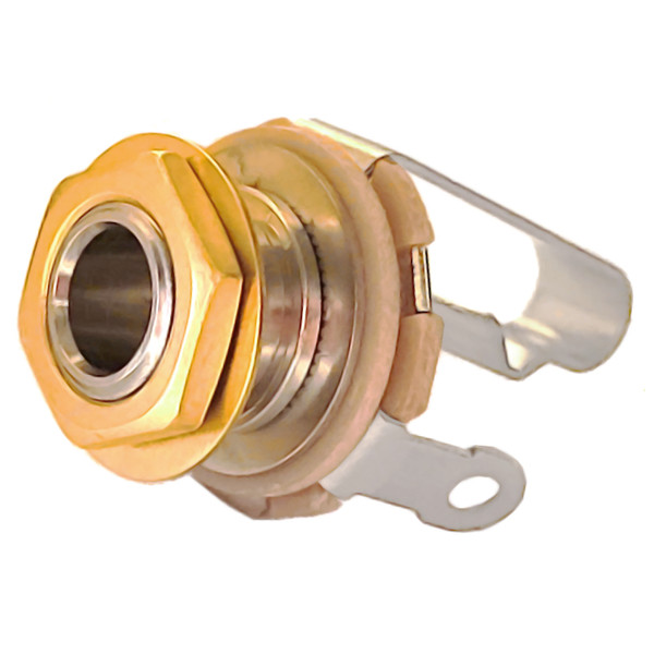 Switchcraft 1/4" Jack w/ 1/4" Threaded Collar-Gold Hardware