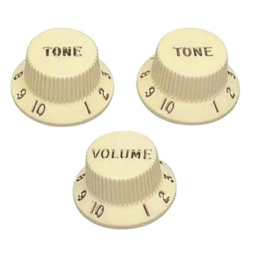 Original Fender Strat Volume & Tone Knobs-Parchment