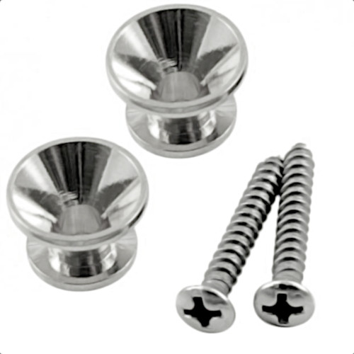 Traditional Strap Buttons for Guitar and Bass (2) Chrome