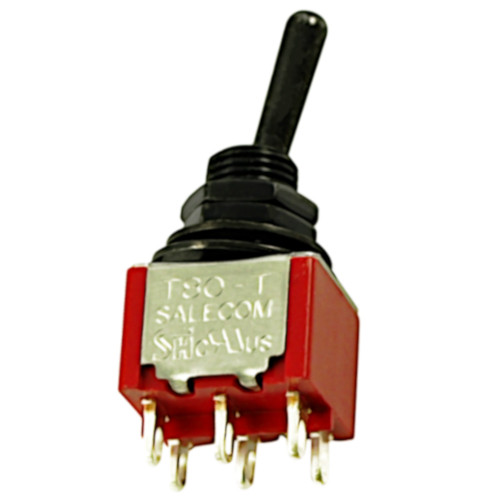 Double Pole ON/ON Bat Handle Mini Switch - Black