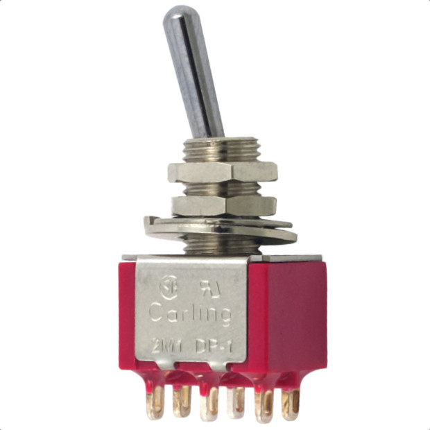 Double Pole ON/ON/ON Bat Handle Mini Switch - Chrome