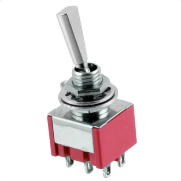 Double Pole ON/ON/ON Flat Handle Mini Switch - Chrome