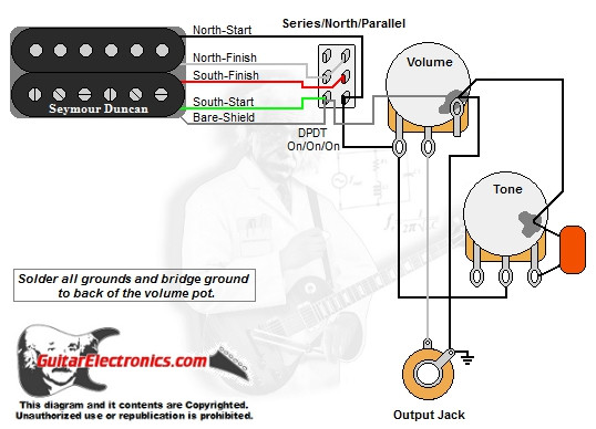 1 Humbucker/1 Volume/1 Tone/Series-North-Parallel
