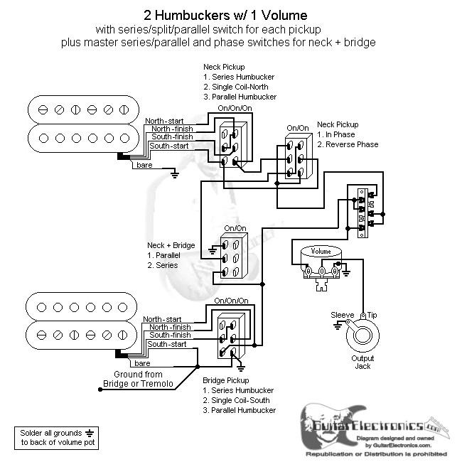 2 HBs/3-Way Lever/1 Vol/Series-Split-Parallel, Reverse Phase & Master Series-Parallel