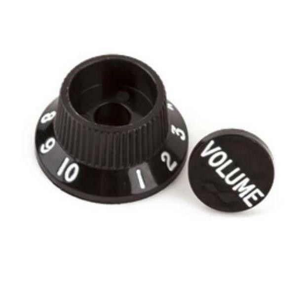 Fender Stratocaster S-1 Volume Pot Switch Knob & Cap-Black