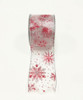 Red/Silver Snowflake Organza Wire Edge Ribbon - per metre