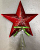 Red Metal Star with Bow Tree Topper