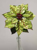 Green/Red Glitter Poinsettia Stem 50cm