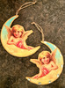 Wooden Angel on Moon Hanger