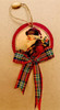 Wooden Santa Head with Tartan Bow & Rope