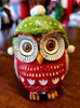 Red Ceramic Owl - 12.5cm