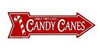 Tin Candy Cane Sign - 45x16cm