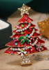 Red Enamel and Gems Christmas Tree Brooch