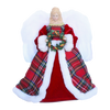 Tree Top Angel w Tartan Dress & Fur Trim 30cm