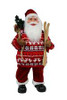 Santa with Red Fairisle Jumper and Skis - 60cm