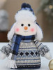 Blue Snowman with Fluffy Cap