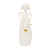 Standing White Angel w Gold Holding Heart