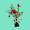 50cm H Cardinal Light Up Table Tree