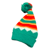 Red, White, Gold and Green Knitted Santa Hat with Pom Pom