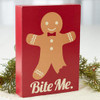 Gingerbread Man "Bite Me" Chunky Block Sign