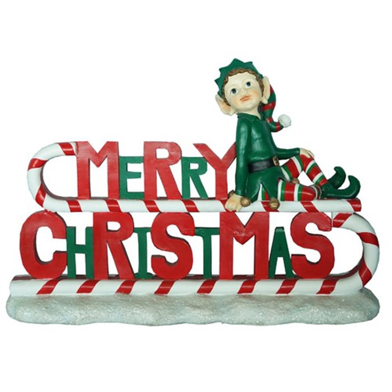 Elf on Merry Xmas Sign