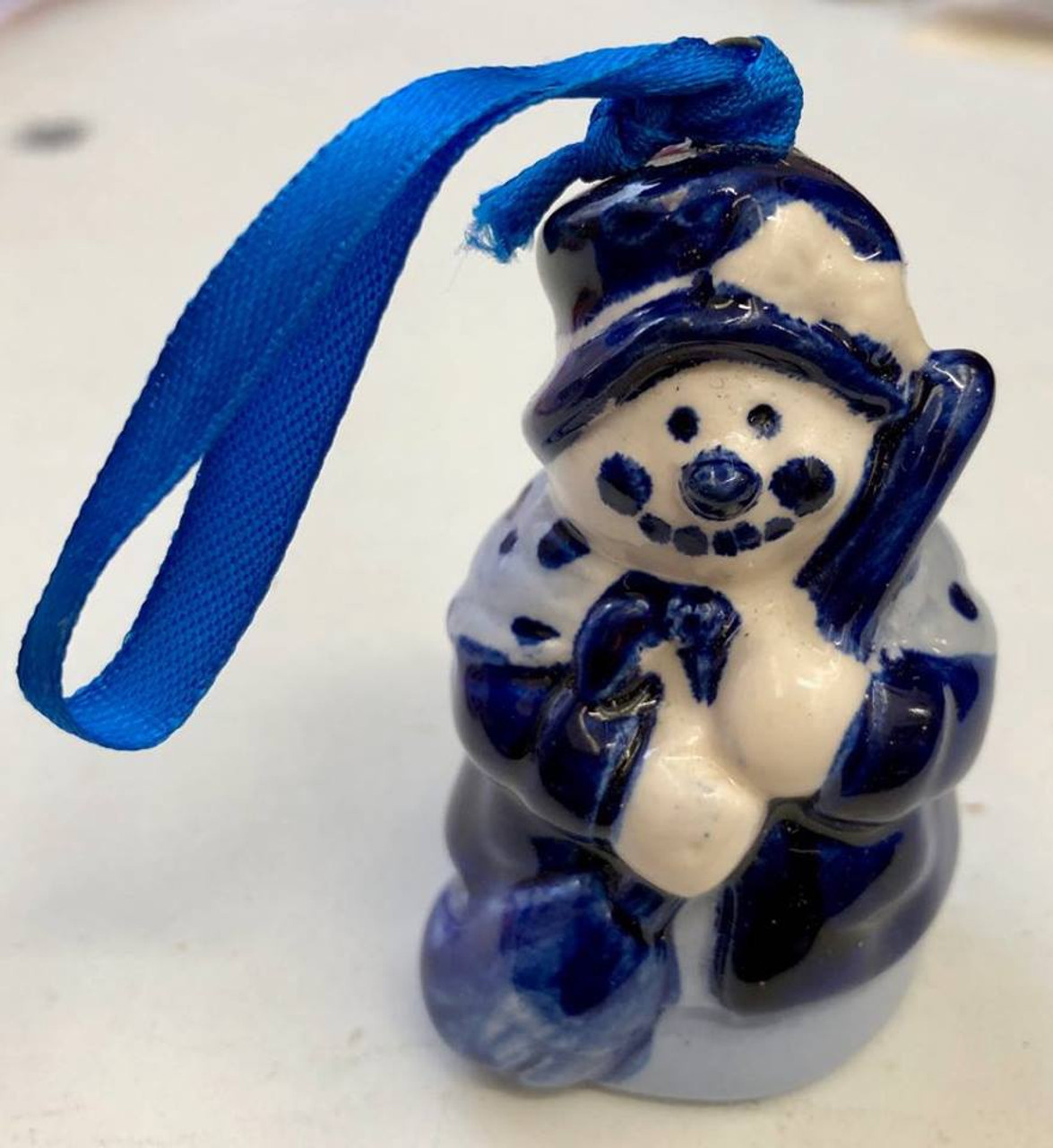 Delft Blue Snowman with Broom