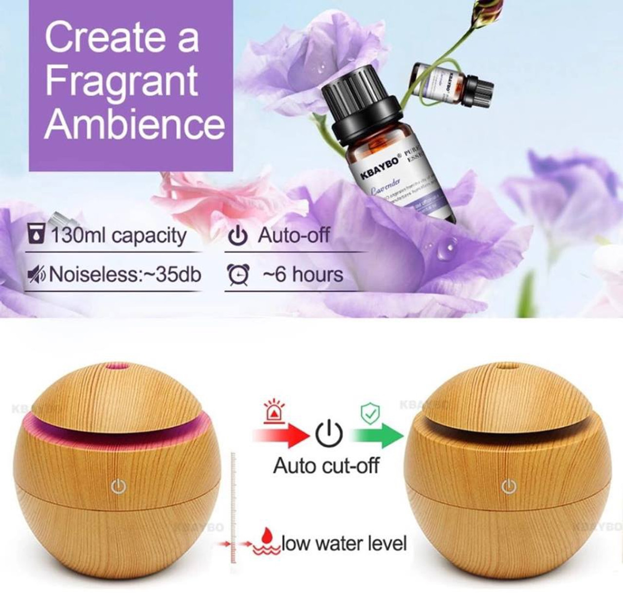 Ultrasonic Aroma Humidifier w Colour Changing LED