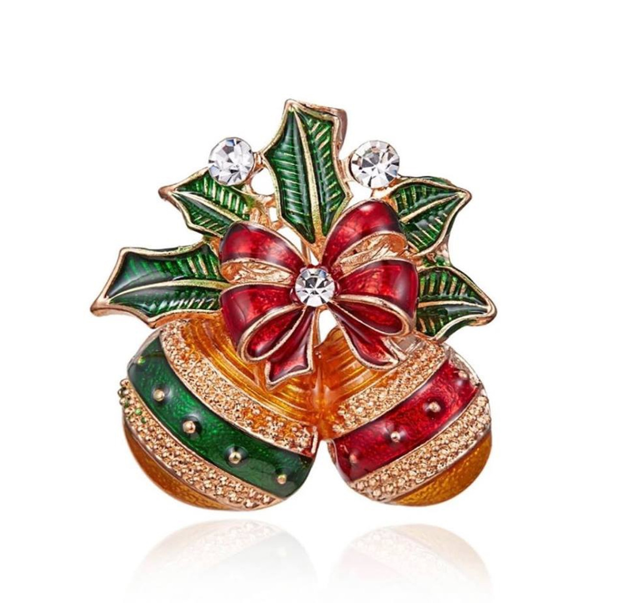 Christmas Bow and Baubles Brooch