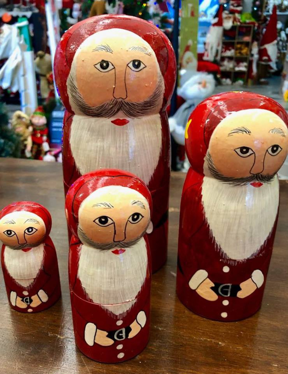 Paper Mache Santa Set of 4