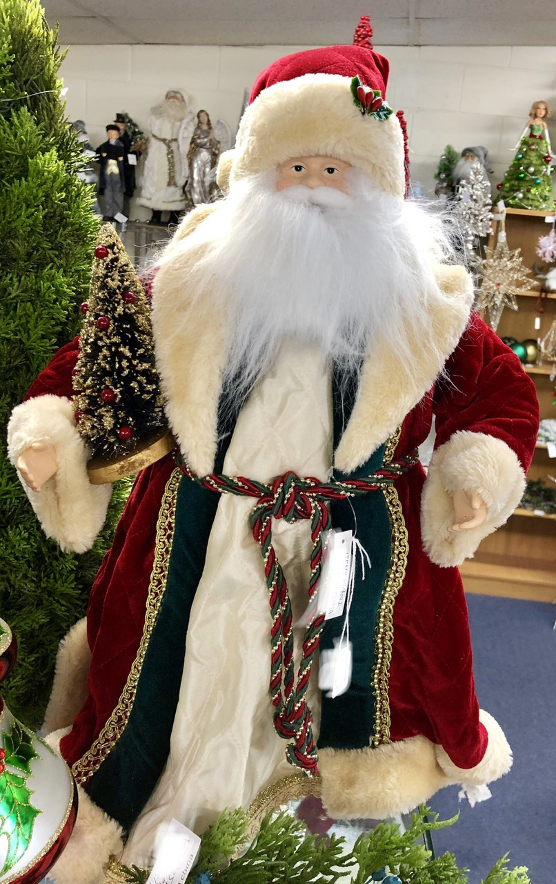 19" Santa w/Btl Brush Tree