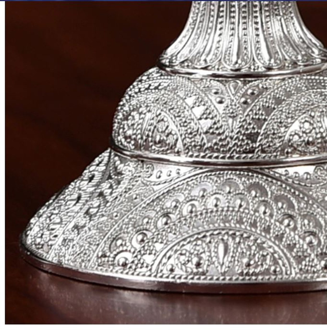 Stylish Silver Metal Candlestick - SALE