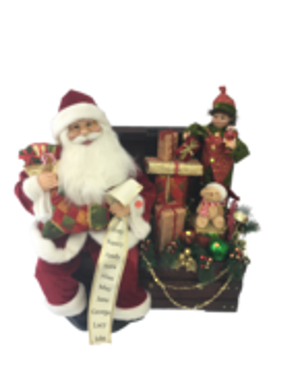 Santa & Elves in Present Chest LED (battery)
